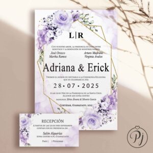 Invitaciones San Luis Potosí para Bodas, XV Años, Bautizo, Baby Shower, Primera Comunión, Digitales... Era Morado 01 Im1