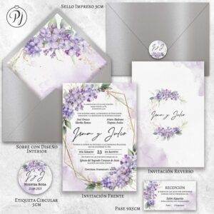 Invitaciones San Luis Potosí para Bodas, XV Años, Bautizo, Baby Shower, Primera Comunión, Digitales... Era Morado 03 Im4