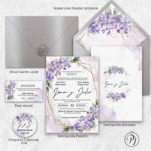 Invitaciones San Luis Potosí para Bodas, XV Años, Bautizo, Baby Shower, Primera Comunión, Digitales... Era Morado 03 Im5