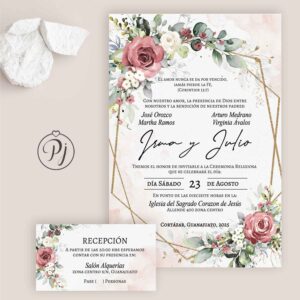 Invitaciones San Luis Potosí para Bodas, XV Años, Bautizo, Baby Shower, Primera Comunión, Digitales... Era Rosa 03 Im1