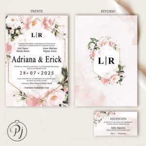 Invitaciones San Luis Potosí para Bodas, XV Años, Bautizo, Baby Shower, Primera Comunión, Digitales... Era Rosa 01 Im2