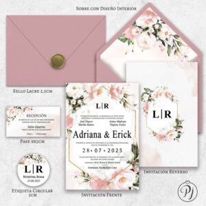 Invitaciones San Luis Potosí para Bodas, XV Años, Bautizo, Baby Shower, Primera Comunión, Digitales... Era Rosa 01 Im5