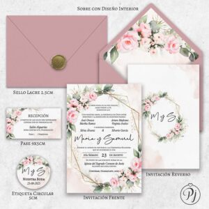Invitaciones San Luis Potosí para Bodas, XV Años, Bautizo, Baby Shower, Primera Comunión, Digitales... Era Rosa 02 Im5