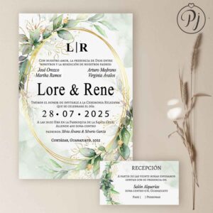 Invitaciones San Luis Potosí para Bodas, XV Años, Bautizo, Baby Shower, Primera Comunión, Digitales... Era Verde 01 Im1