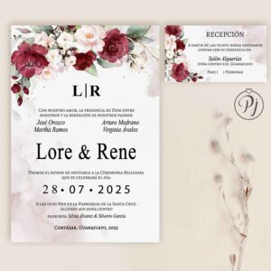 Invitaciones San Luis Potosí para Bodas, XV Años, Bautizo, Baby Shower, Primera Comunión, Digitales... Era Vino 01 Im1