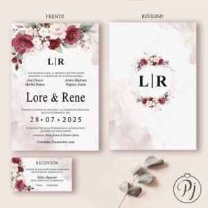 Invitaciones San Luis Potosí para Bodas, XV Años, Bautizo, Baby Shower, Primera Comunión, Digitales... Era Vino 01 Im2