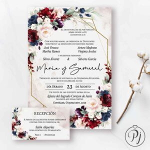 Invitaciones San Luis Potosí para Bodas, XV Años, Bautizo, Baby Shower, Primera Comunión, Digitales... Era Vino 02 Im1