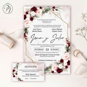Invitaciones San Luis Potosí para Bodas, XV Años, Bautizo, Baby Shower, Primera Comunión, Digitales... Era Vino 03 Im1